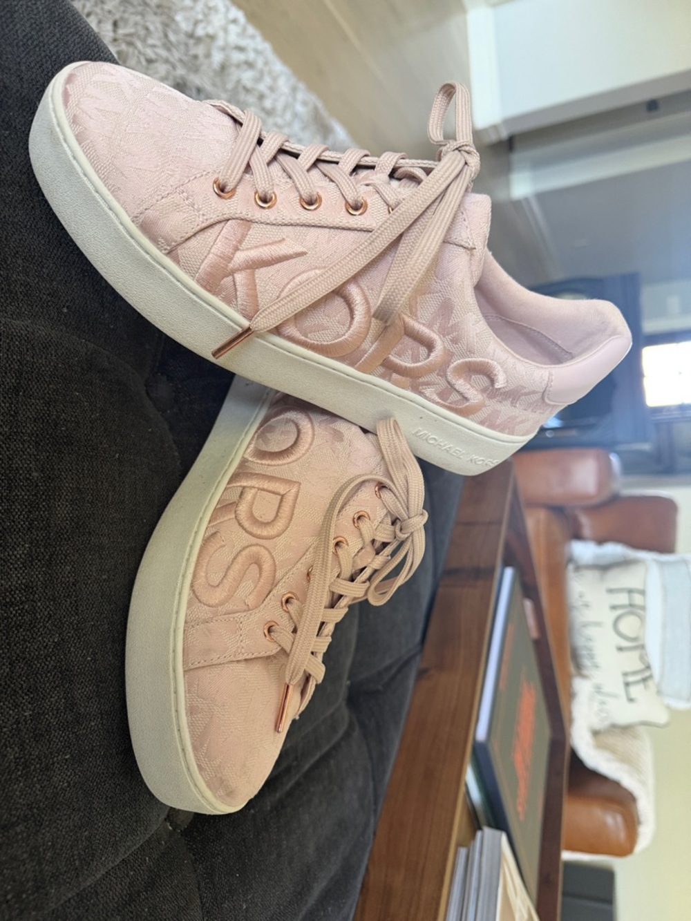 MICHAEL KORS Blush Pink Logo-Embossed Women's Sneakers